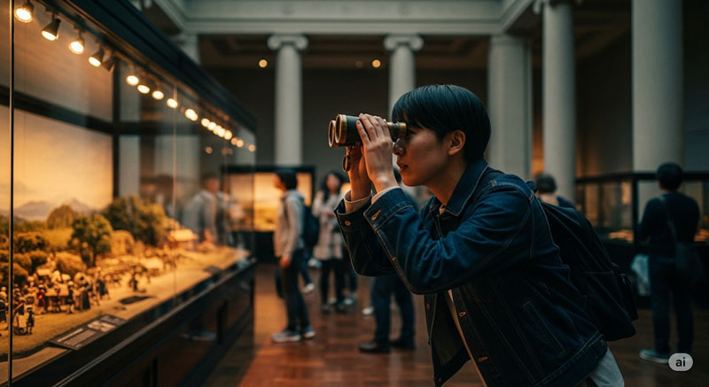 双眼鏡 博物館の展示もより深く楽しめる
