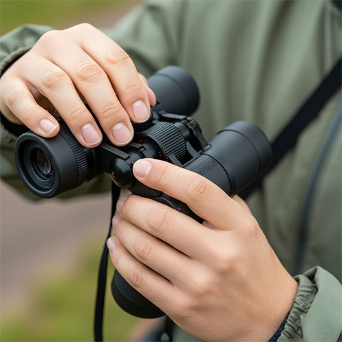 双眼鏡、メガネをかけたままだと両目で見れない・ピントが合わないを防ぐ調整ステップ