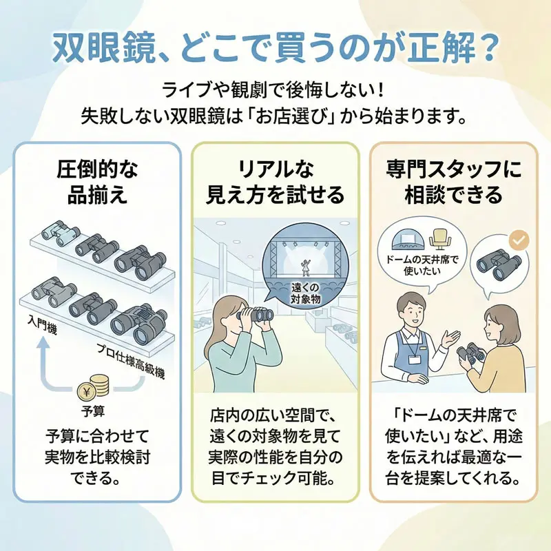 双眼鏡を電気屋で探す｜ビック・ヨドバシカメラ系のお店なら品揃えが豊富で安心